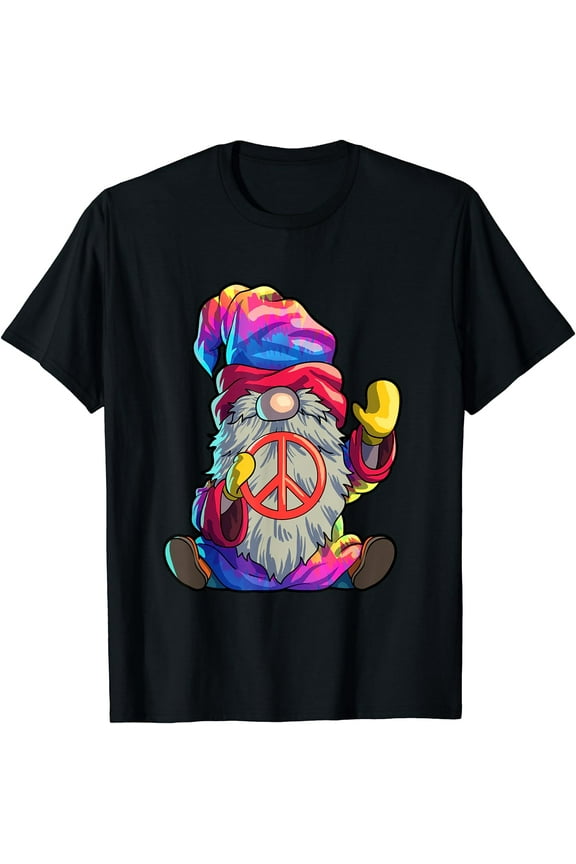 Hippie Gnomes Shirt Men Women Tie Dye Graphic Peace Gnomes T-Shirt