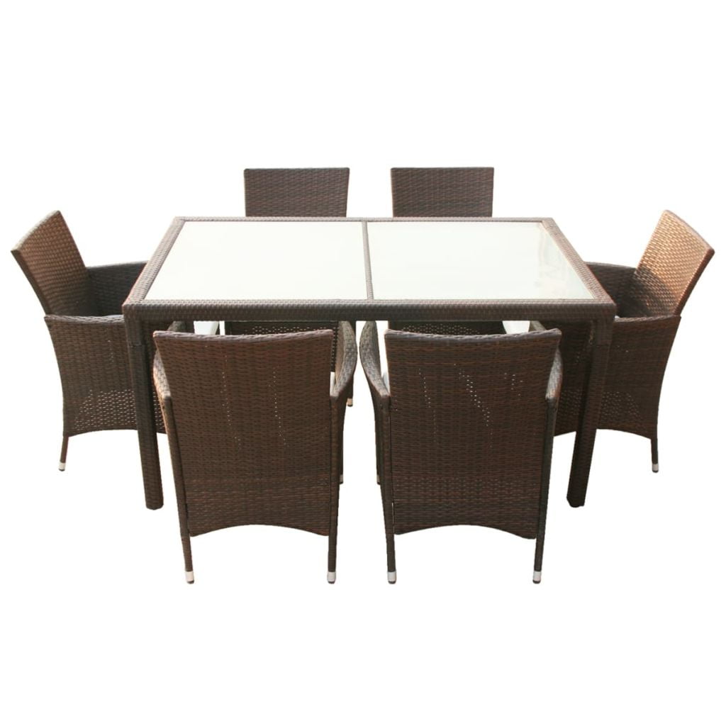 Kepooman 7 Piece Patio Wicker Lounge Chairs with Cushions, Brown Kepooman 7 Piece Patio Wicker Lounge Chairs with Cushions, Brown