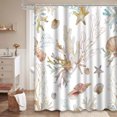 thumbnail image 2 of LALILO Watercolor Corals Seashells Seamless Coral Sea Shell Shower Curtain, 72x72 in, 12 Hooks, 2 of 6