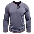 thumbnail image 4 of TOWED22 Men's Casual Front Placket Basic Long Sleeve Henley Shirt Muscle Workout Athletic Tee Tops(BU2,XL), 4 of 7