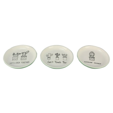 Cactus Can't Touch This Lookin Sharp Lets Stick Together Dishes Set of 3 Ceramic