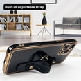 thumbnail image 4 of Designed for iPhone 13 Pro Case with Wrist Strap Loop Luxury Love Heart Plating Gold Bumper Phone Cover Wristband Kickstand Full Body Protective Slim Case for Women-Black, 4 of 12