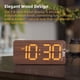 thumbnail image 2 of uscce Despertadores digitales de madera para dormitorios: Reloj despertador dual regulable con números grandes para mesita de noche - Marrón, 2 of 5