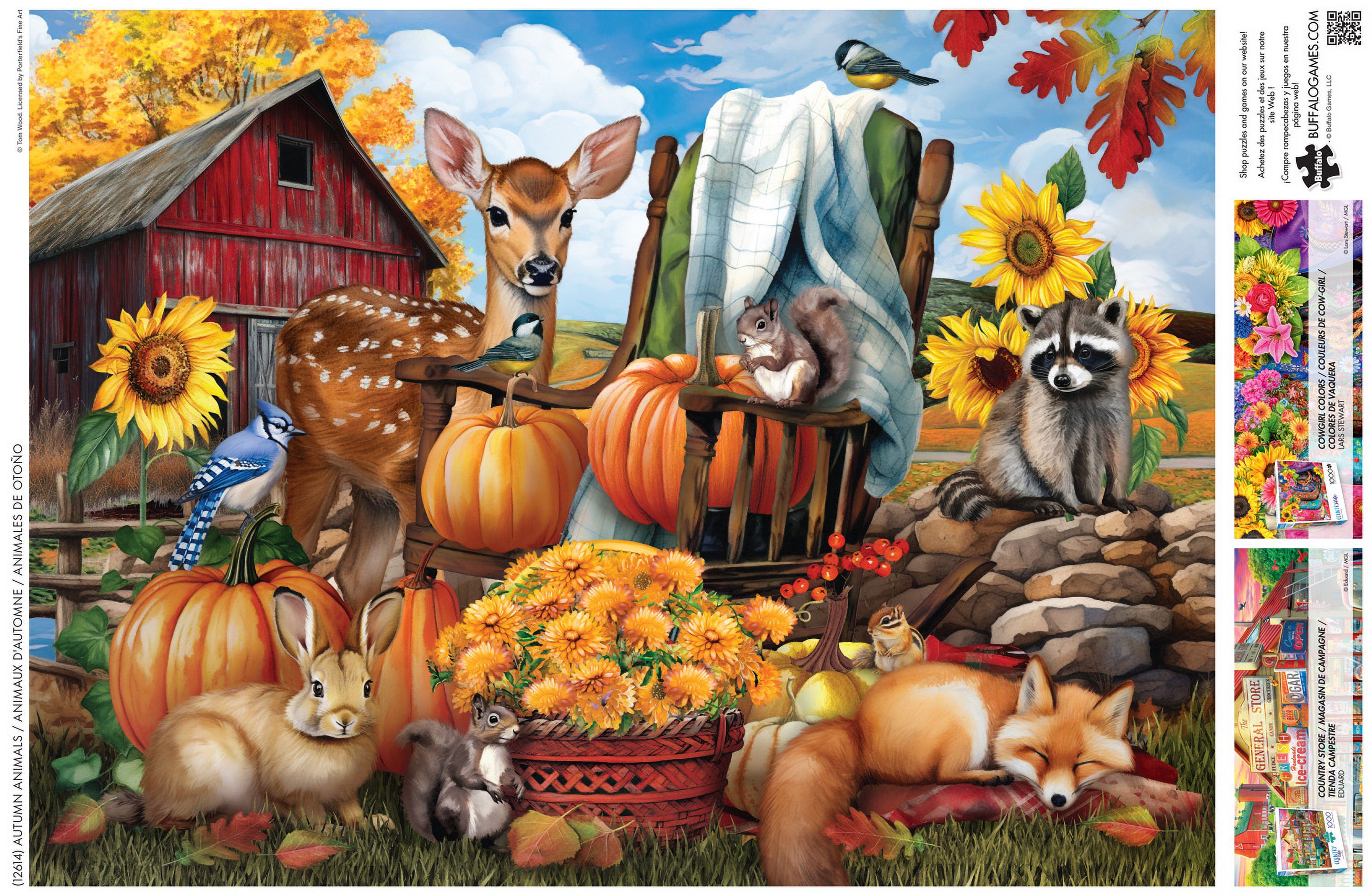 Buffalo Games Country Life Autumn Animals 1000-Piece 26.75 x 19.75-inch Interlocking Jigsaw Puzzle for Adults Ages 14+
