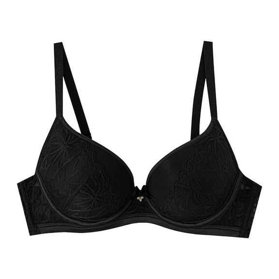GEWSEY Women's Push Up Lace Bra Soft Underwire Plunge Full Coverage Sexy Support Bras (Black, XL)