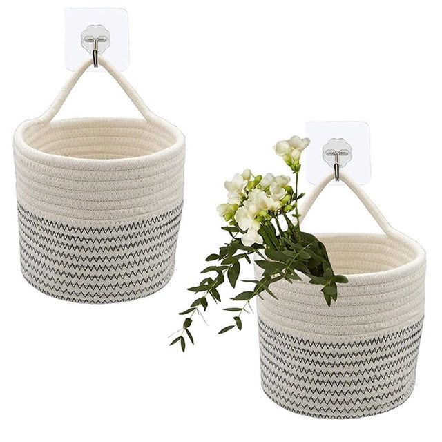 Cestas de cuerda de algodón para almacenamiento y macetas versátiles para la decoración del hogar, ideales para la sala de estar, la lavandería y la guardería
