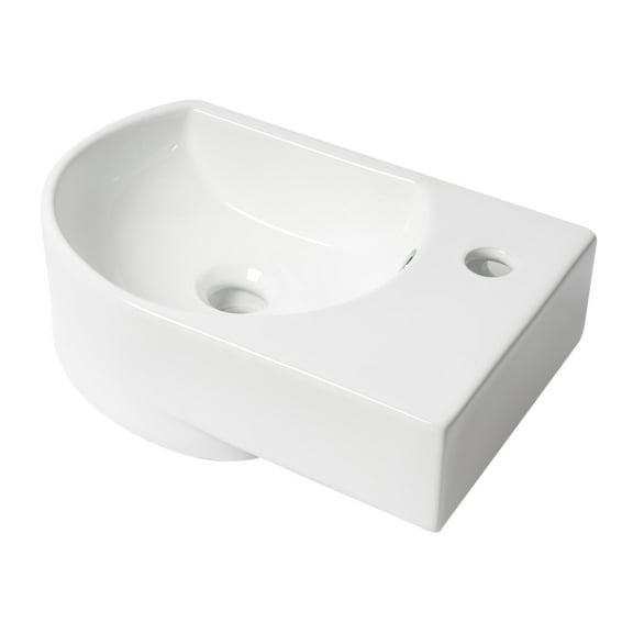 ALFI brand ABC119 White 16" Small Wall Mounted Ceramic Sink with Faucet Hole