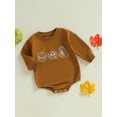 thumbnail image 3 of Suealasg Newborn Baby Boys Girls Halloween Sweatshirt Romper Long Sleeve Witch Pumpkin Print Bodysuit 3 6 12 18 Months Infant Halloween One Piece Clothes, 3 of 8