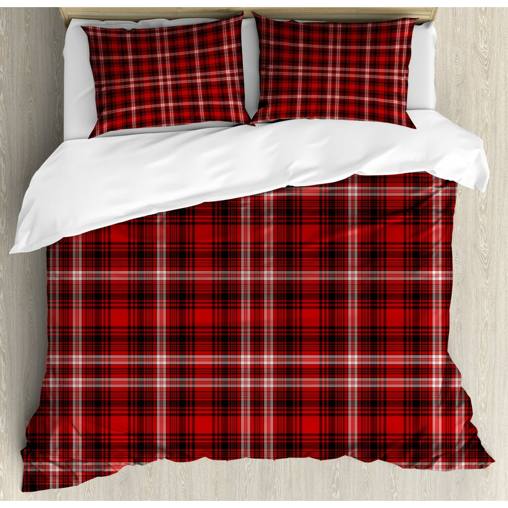 Plaid Duvet Cover Set, Nostalgic Striped Pattern from British Country