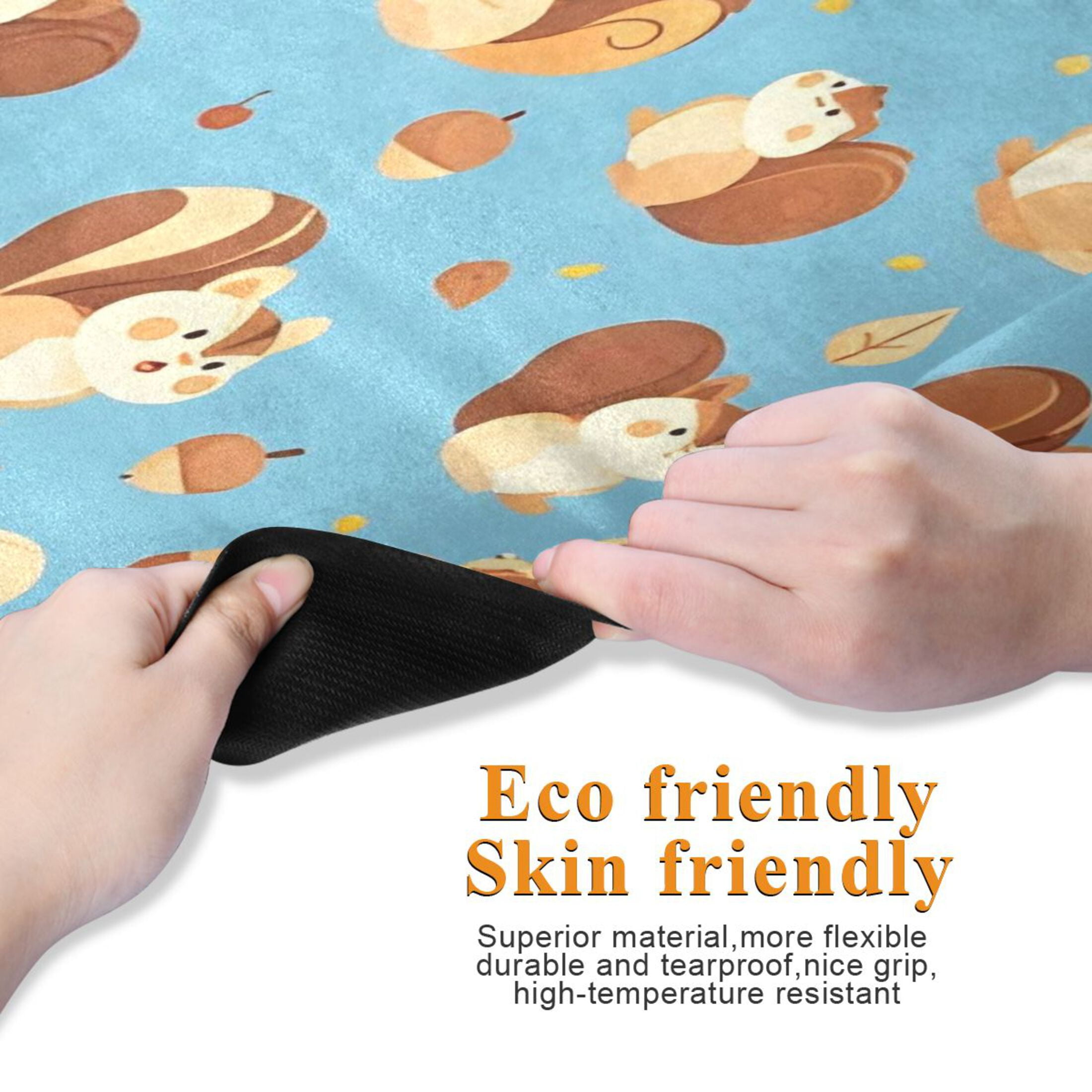 BZSMCE Yoga Mat Women Fitness Mat Light Blue Squirrel Pattern