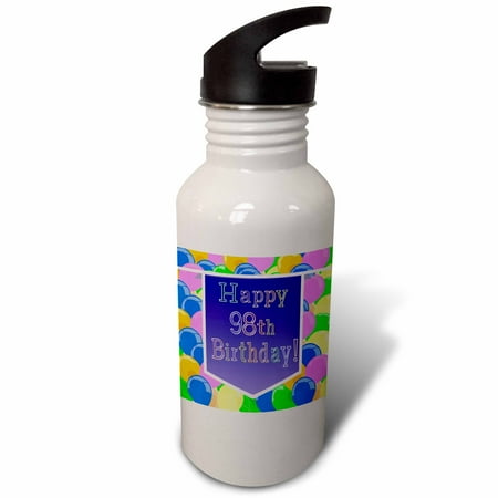 

Balloons with Purple Banner Happy 98th Birthday 21 oz Sports Water Bottle wb-174855-1