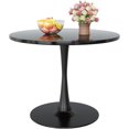 thumbnail image 6 of LinkRomat 31.5" Round Coffee Table,Kitchen Dining Table 2-4 People Modern Kitchen Table with MDF Top & Pedestal Base,Coffee Office Living Room Table,Black, 6 of 10