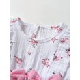 thumbnail image 2 of Infant Baby Girl Long Sleeve Ditsy Floral Shaped Ruffle Romper and Headband Outfit Set White 0-3 Months, 2 of 6