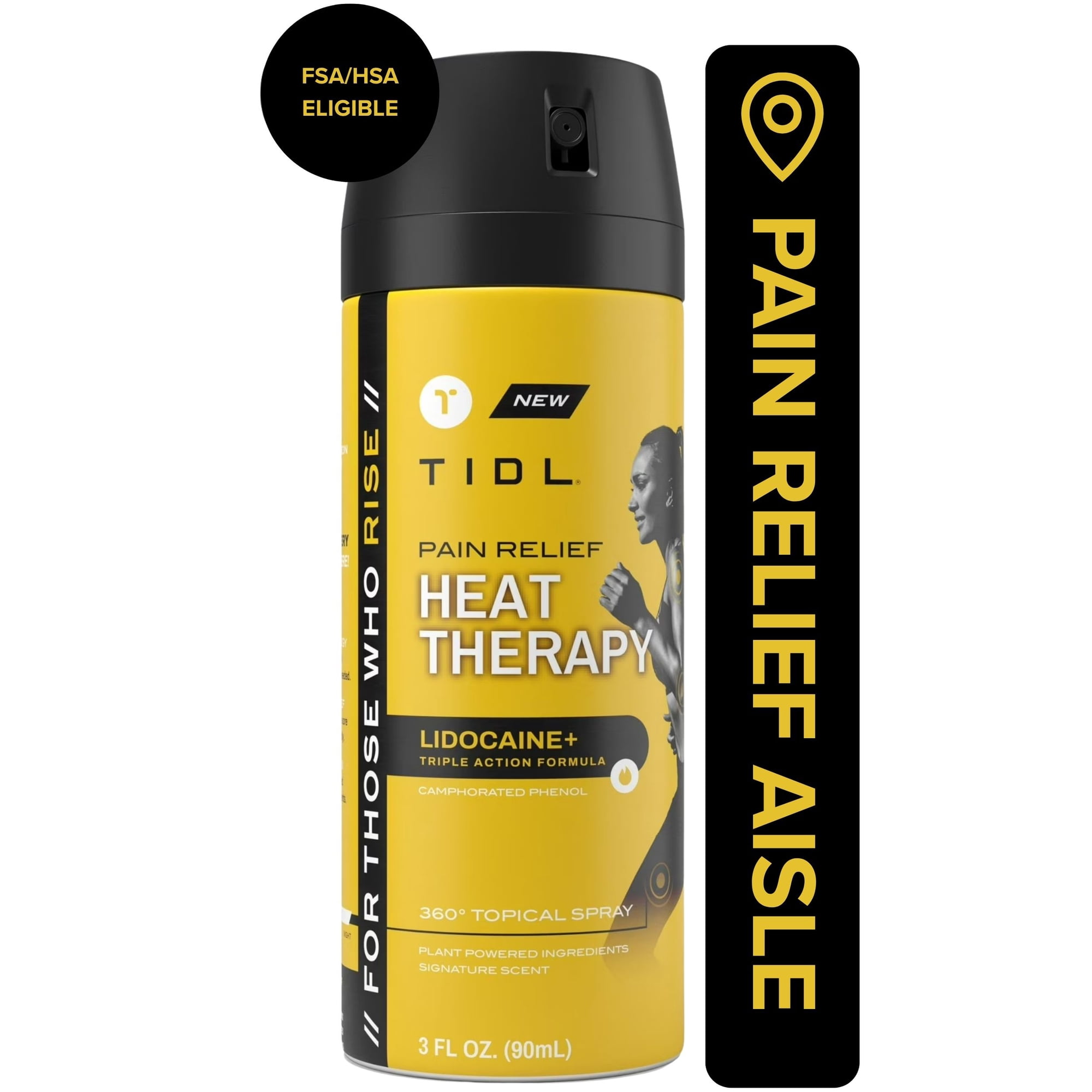 TIDL Heat Therapy Muscle and Joint Pain Relief Spray with Lidocaine, 3 fl oz