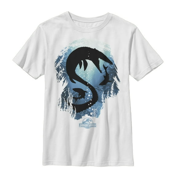 Boy's Jurassic World Mosasaurus With Sharks  Graphic Tee White X Large