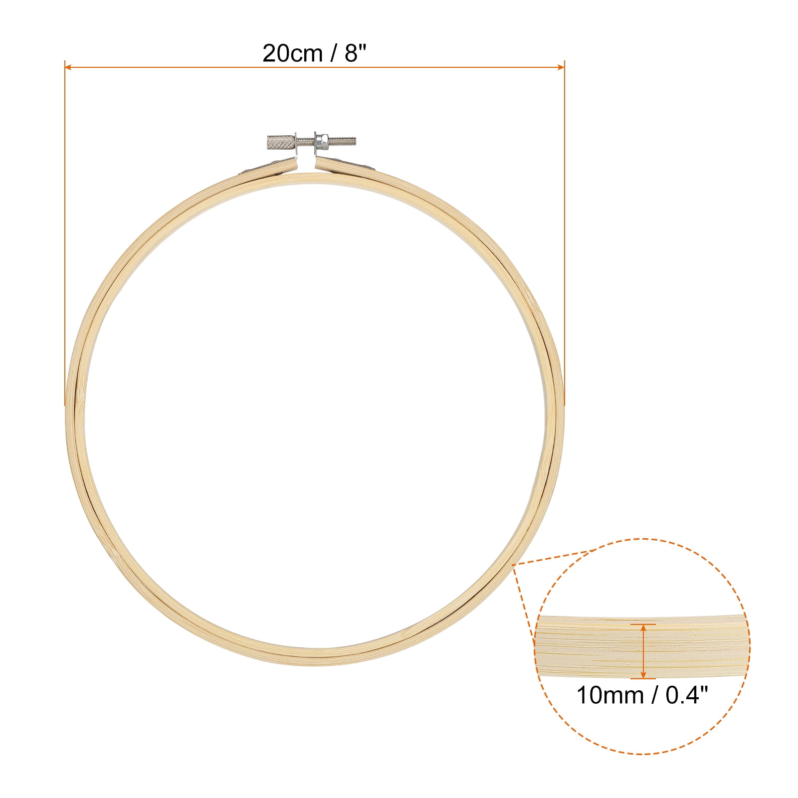 8" Embroidery Hoops Round Adjustable Bamboo Circle Cross Stitch Hoop Ring 12 Pack