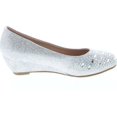 thumbnail image 6 of Link Fisher-3K Girl's Slip On Rhinestone Wrapped Wedge Heel Party Shoes, Silver, 9, 6 of 7
