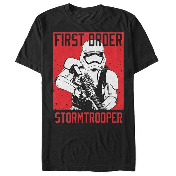 Men's Star Wars The Force Awakens First Order Stormtrooper Poster Graphic Tee Black Large