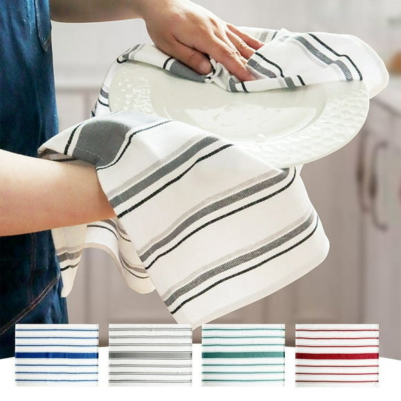 Dianli Kitchen Dish Towels Striped Woven Cotton Tea Towels Multicolor Absorbent Quick-Dry Lint-Free Kitchen Towels for Home Kitchen Dining Dish Drying and Decor Kitchen Towels
