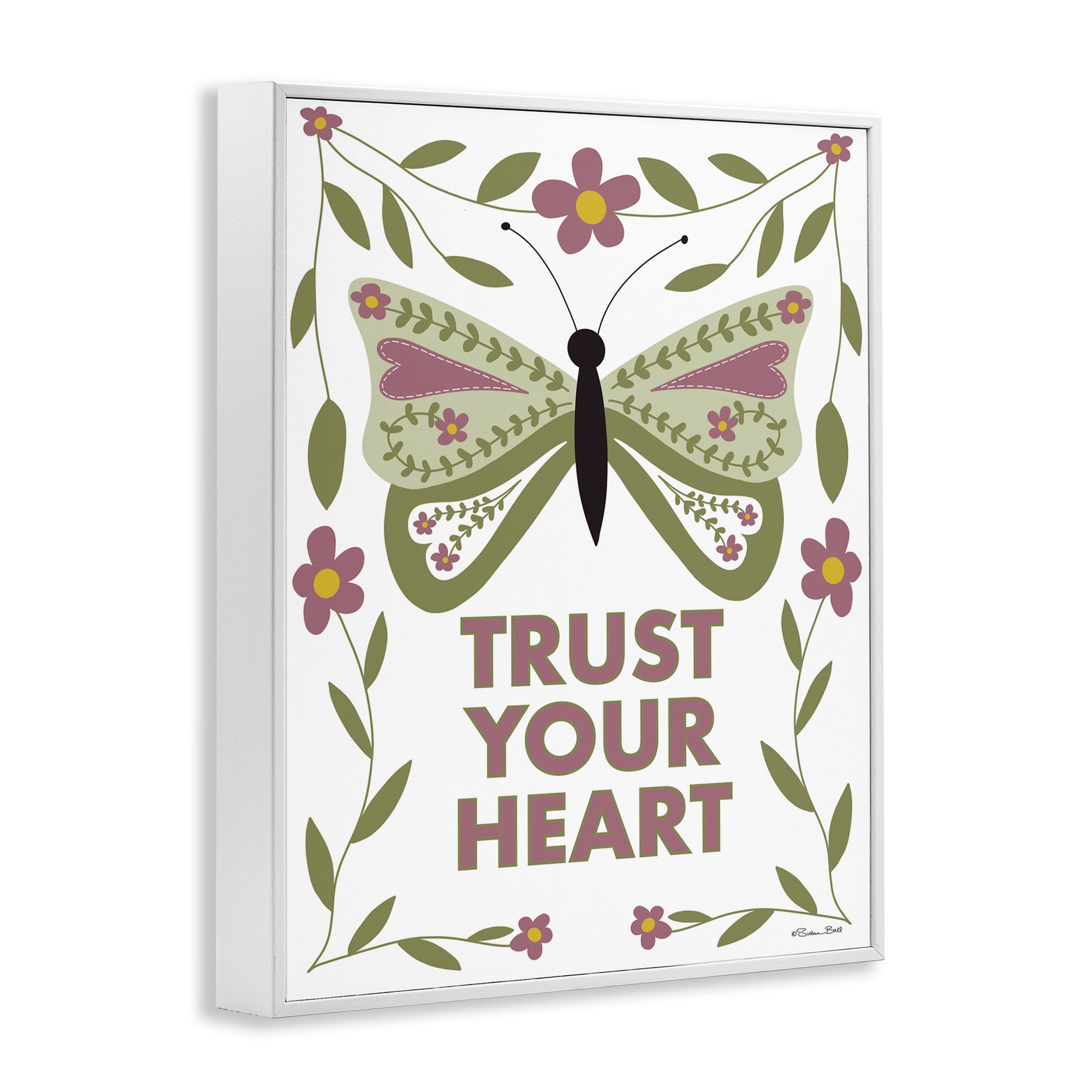 Stupell Industries Trust Your Heart Symmetrical White Framed Giclee Art, design by Susan Ball