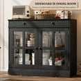 thumbnail image 6 of Senfot Buffet Cabinet, Shelf Adjustable Accent Storage Cabinet with a Large Drawer, Modern Buffet Sideboard with 2 Glass Doors, Black Cupboard for Kitchen, Dining Room, Entryway, 6 of 9