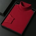 thumbnail image 3 of ZCFZJW Mens Turtleneck Sweaters Casual Solid Color Long Sleeve Cable Knit Pullover Sweater Tops Trendy Slim Fit Basic Thermal Shirts Red M, 3 of 6