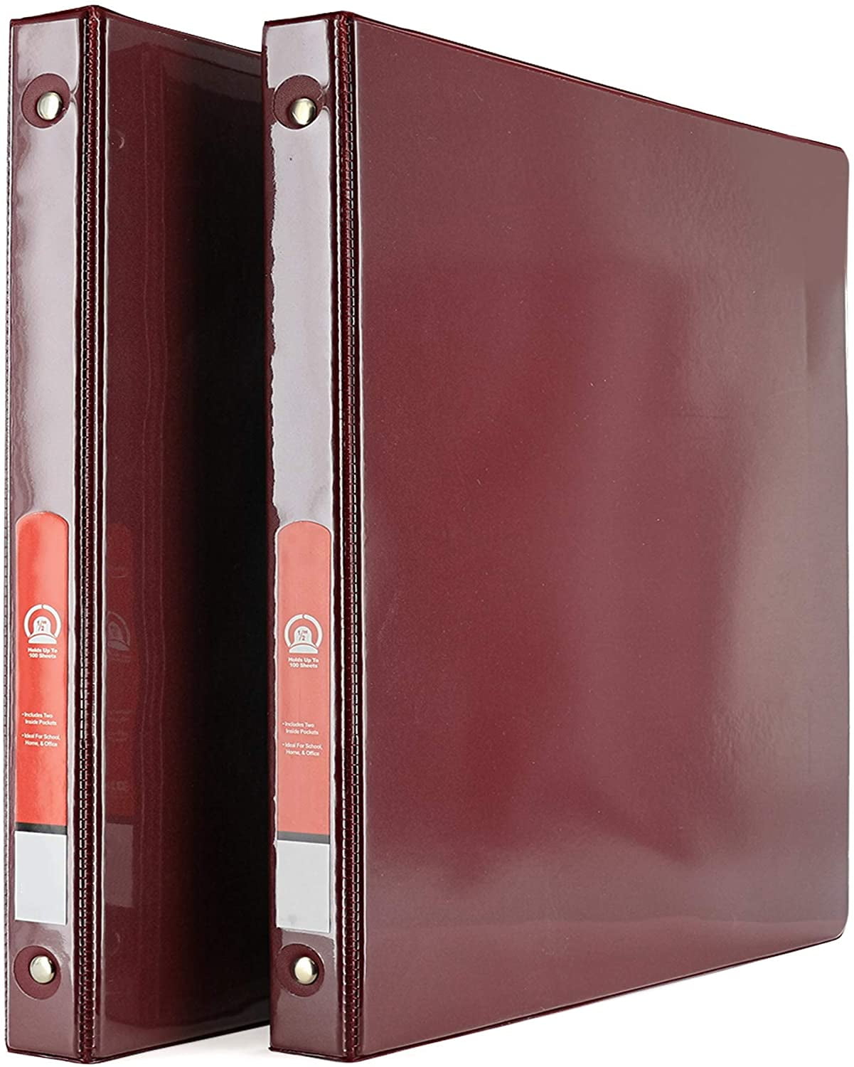 Emraw 0.5' 3-Ring View Binder with 2-Pockets - Burgundy Color (2-Pack)