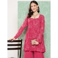 thumbnail image 5 of Janasya Women's Pink Georgette Foil Printed Short Kurta with SHA-ICHrara, 5 of 8