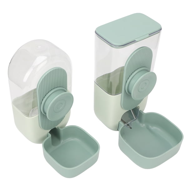 Dispensador automático de agua y comida para gatos con jaula segura para colgar, con cuenco para mascotas, color verde menta
