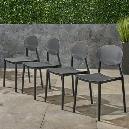 Landry Outdoor Plastic Chairs Set Of 4 Black Walmart Com