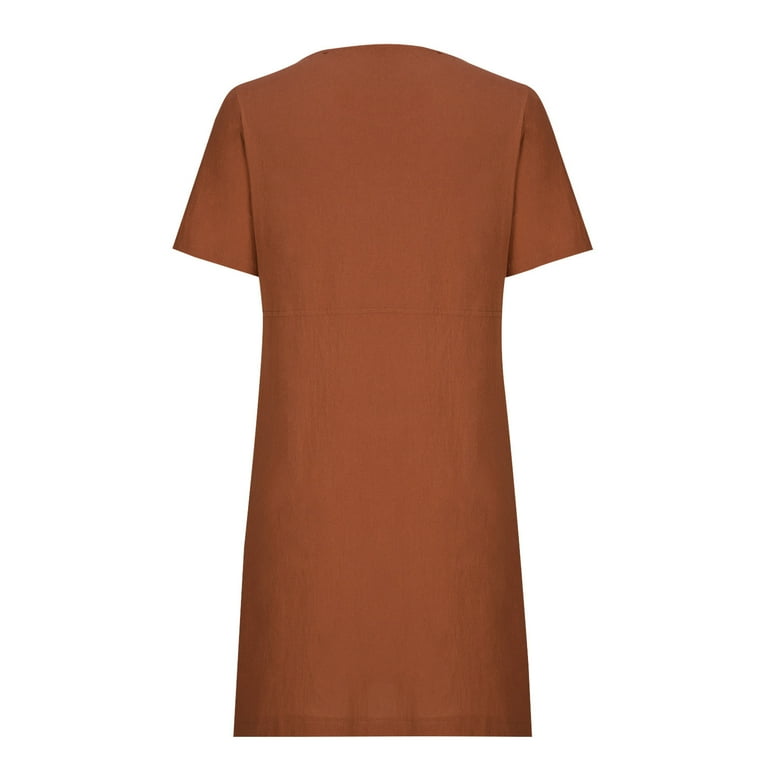 Women's Cotton Linen Midi Dress Crewneck Short Sleeve Causal Loose Tshirt Dresses with Pockets - Walmart.com Women's Cotton Linen Midi Dress Crewneck Short Sleeve Causal Loose Tshirt Dresses with Pockets - Walmart.com