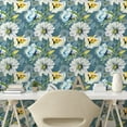 thumbnail image 2 of Ambesonne Floral Vintage Peel & Stick Wallpaper for Home, Summer Flowers Print, 13"x100", Slate Blue Green Marigold, 2 of 5
