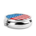 thumbnail image 3 of America Flag Pattern Pill Case Pill Box Round 3 Compartment Small Pill Organizer For Purse Or Pocket Small Roud Pill Box, 3 of 6