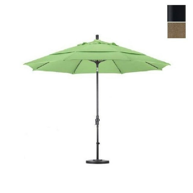 Parasol de Marché en Fibre de Verre 11 Pieds Inclinaison Col Noir Mat/oléfine/sésame Tissé