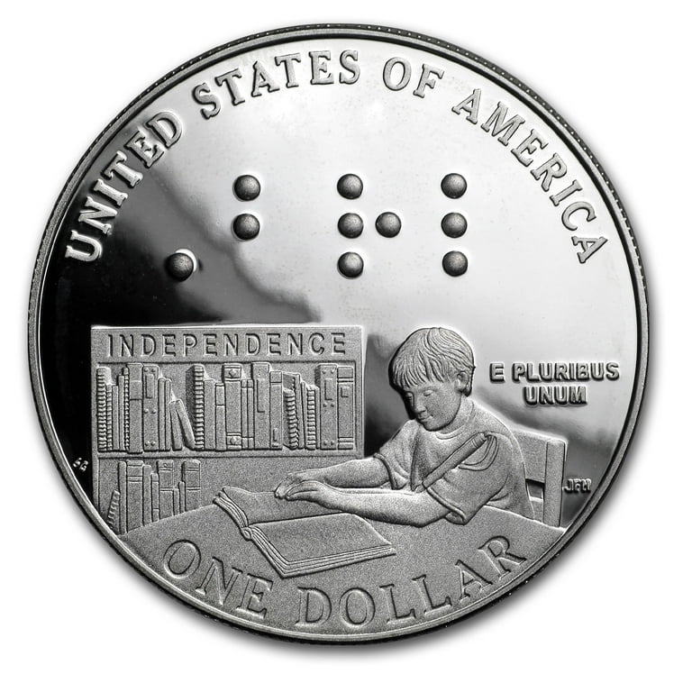 2009 Louis Braille Proof Silver Dollar
