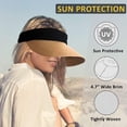thumbnail image 5 of Women Straw Sun Visor Hat Wide Brim Summer UV Protection Beach Cap Foldable Packale Korean Style-Khaki, 5 of 5