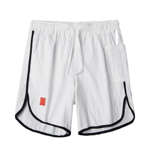 Gspmoly Mens Shorts, Men'S Solid Color Pocket Drawstring Casual Youth Versatile Sports Oversized Pants Running Shorts for Men Deals White L