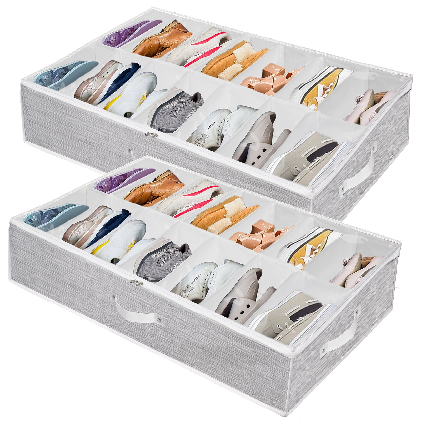 Homyfort Shoe Organizer Under Bed , 2 Pack Underbed Shoe Storage