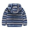 thumbnail image 3 of GYRATEDREAM Toddler Boys Girls Hooded Jacket Fleece Hoodie Baby Long Sleeve Warm Fuzzy Stripe Coat Zip-up Sweater Outwear Kids Fall Winter Clothes for 12M-7T, 3 of 4