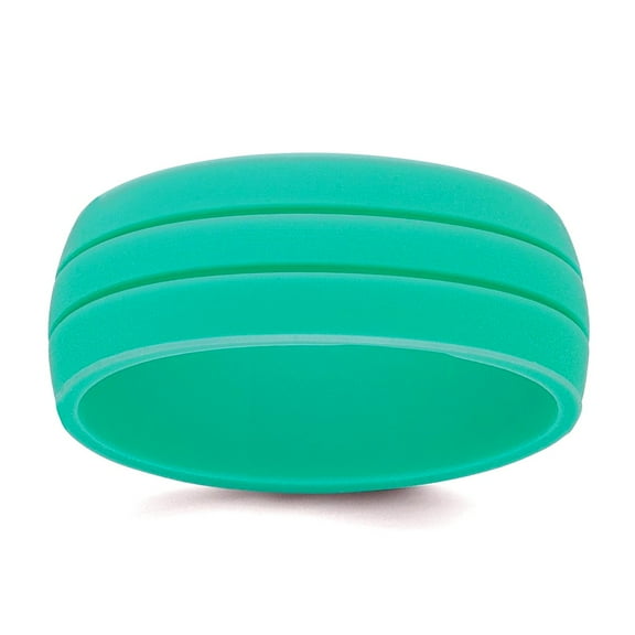 Silicone Aqua Blue 8.50mm Grooved Band Size 12 Ring for Women and Men