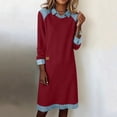 thumbnail image 2 of Sentmoon Robe Décontractée Robe à Manches Longues pour Femmes Robe Unie Décontractée à Manches Longues à Col à Revers en denim patchwork Ourlet à Revers Robe Chandail pour Usage Quotidien et Tenues Décontractées Rouge TTG, 2 of 9