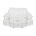 thumbnail image 6 of RUTAYY Women Lace Mini Skirt Low Rise Micro Skirt Asymmetrical Ruffle Hem Flared Lingerie Short Skirts Solid Color Smocked Boho Pleated Skirts, 6 of 6