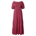 thumbnail image 5 of GDREDA 2024 Robe Maxi Bohème à Fleurs pour Femmes, Design Portefeuille avec Ourlet à Volants et Ceinture Ajustable, Robe Décontractée Fluide Évasée Rouge,G, 5 of 5