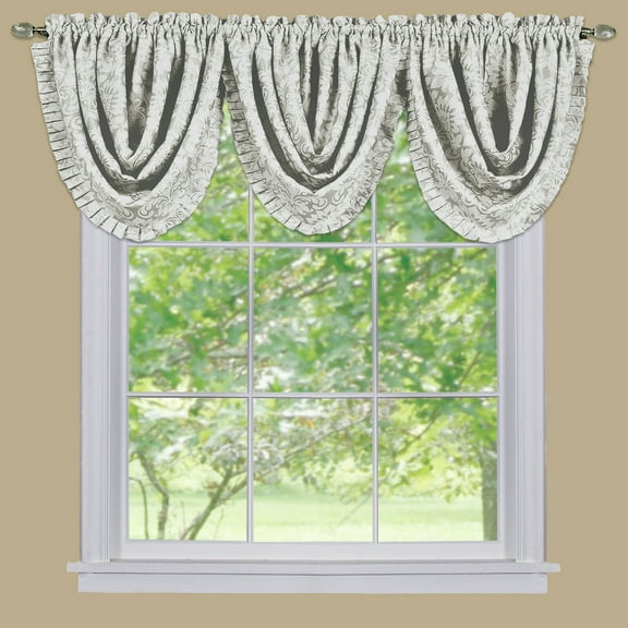 3 Pc. Royal Albert Damask Blackout Rod Pocket Window Valances - Ivory