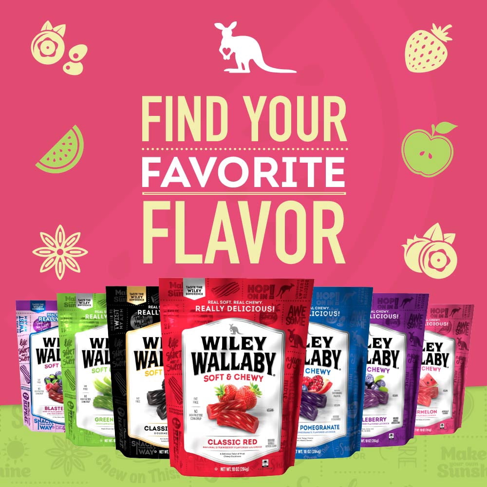 Wiley Wallaby Licorice 24 Ounce Classic Gourmet Soft & Chewy Australian Watermelon Licorice Candy Twists, 2 Pack