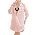 thumbnail image 4 of Homgro Women's Silk Nightgown Satin Brides Night Shirt Soft Button Up Sleep Shirt Dress Sleepwear Short Collared 3/4 Sleeve Pj Bridesmaid Nightshirt Summer Housecoat Pink Blush Small, 4 of 5
