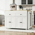 thumbnail image 5 of Harper & Bright Designs Kitchen Island with Extendable Dining Table, Rolling Kitchen Island on Wheels with Spice Rack and 2 Drawers, Kitchen Storage Cart with 4 Door Cabinet, Off White, 5 of 20