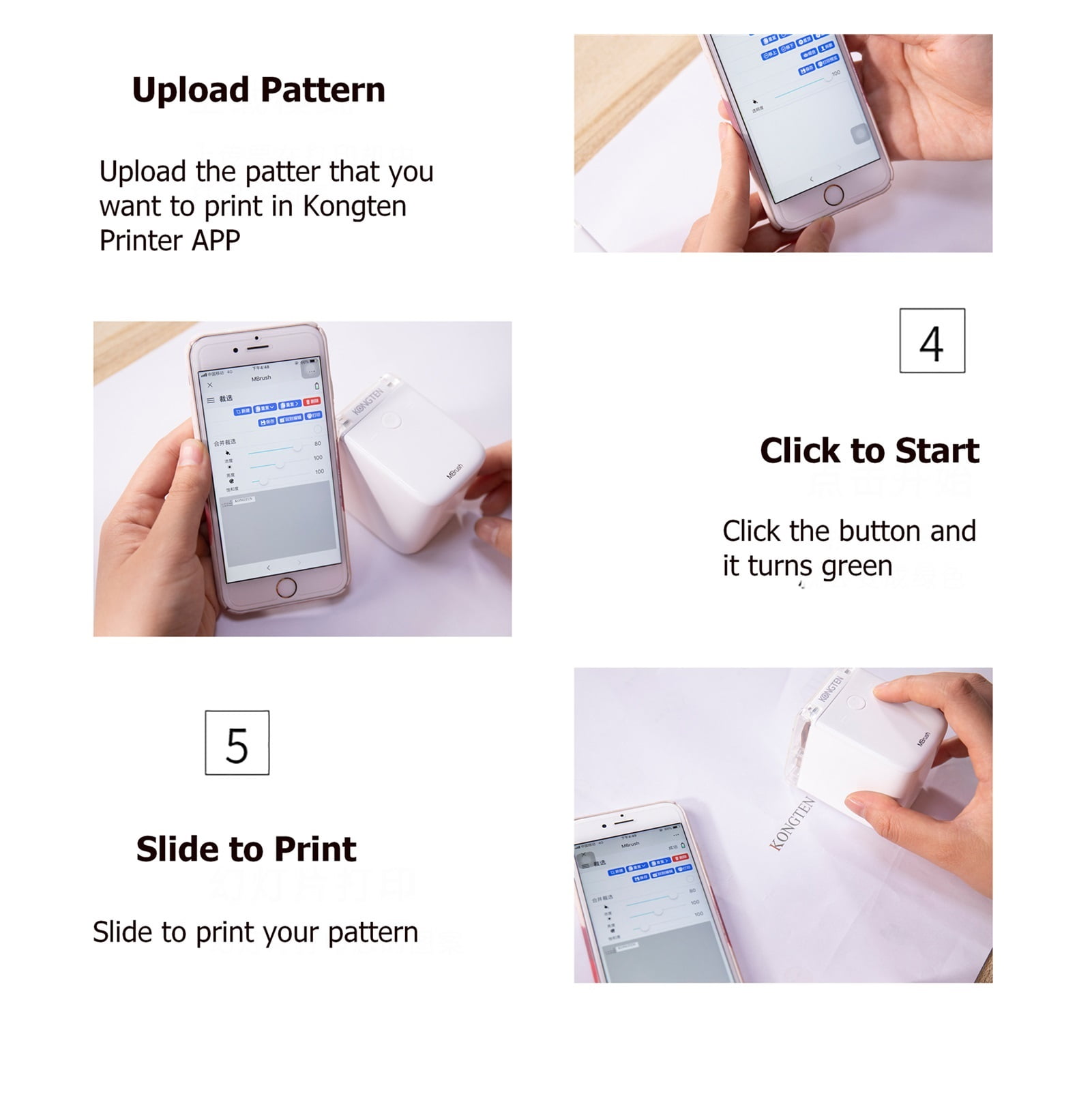 Portable Mobile Color Mini Handheld Printer Tattoo Logo Wireless Bluetooth A4 Inkjet Printer ,Quick-Drying Ink