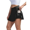 thumbnail image 5 of Gustave Women's Tennis Skirt with Shorts Pocket Crossover High Waisted Quick Dry Athletic Skorts Skirts Casual Pleated Golf Skirts for Workout Running Pickleball - Black, S, 5 of 7