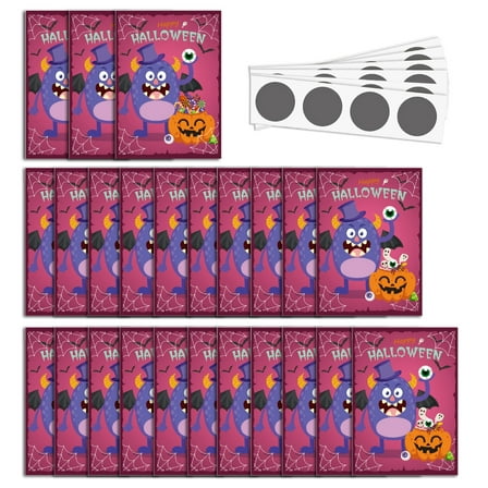 24pcs/set Festive Party Game Scratch Cards Surprise Reveal for Halloween Celebrations 3 Winners 21 Losers Cards